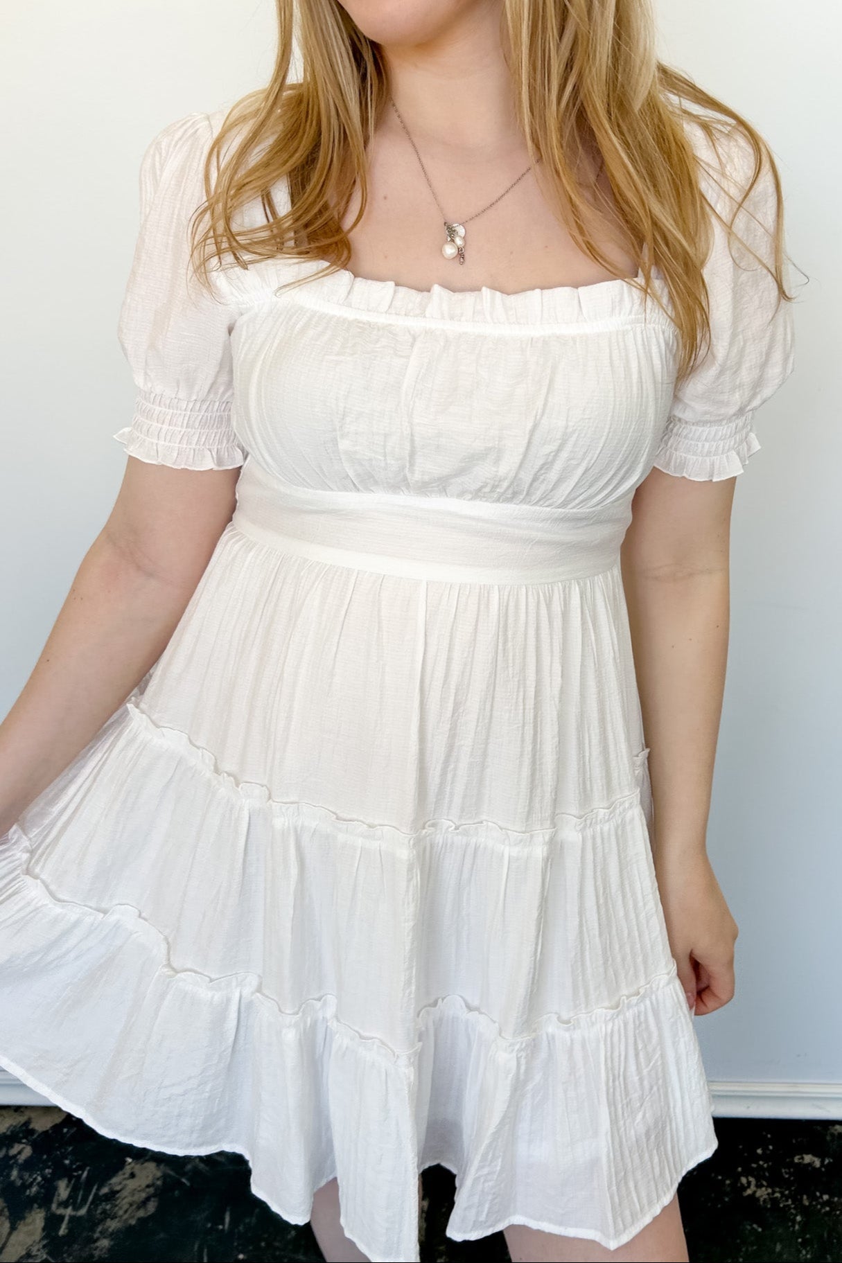 Walk This Way Smocked Mini Dress White / M Walk This Way Smocked Mini Dress White / M