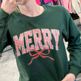 Plaid Merry Christmas Bow Sweatshirt