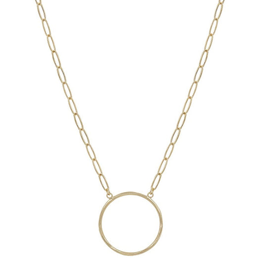 Metal Chain Round Pendant Necklace