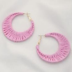 Woven Raffia Hoop Earring