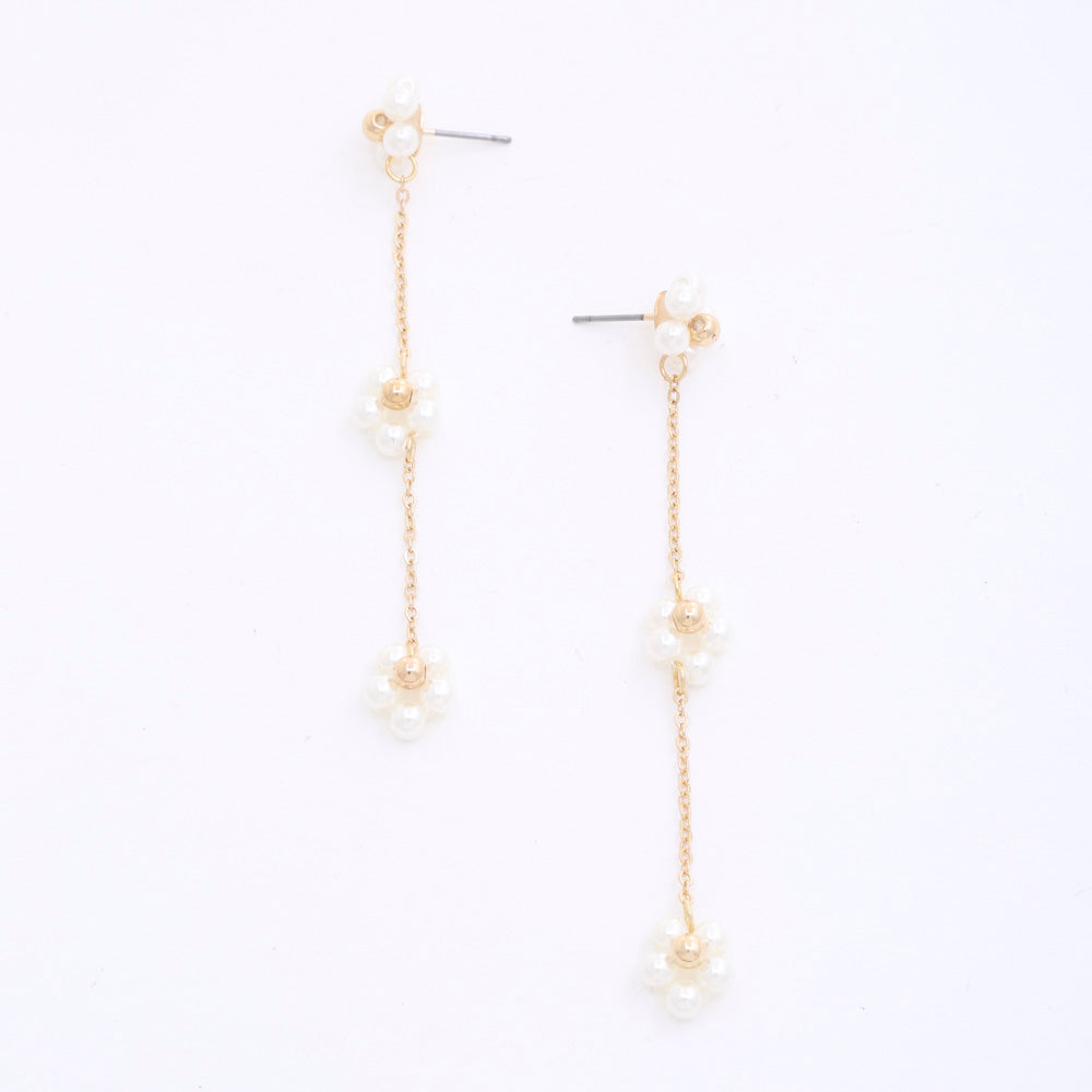Pearl Flower Dangle Earrings