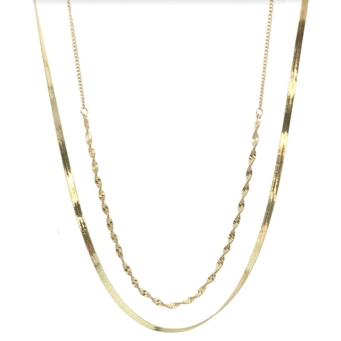 2 Layered Metal Chain Necklace