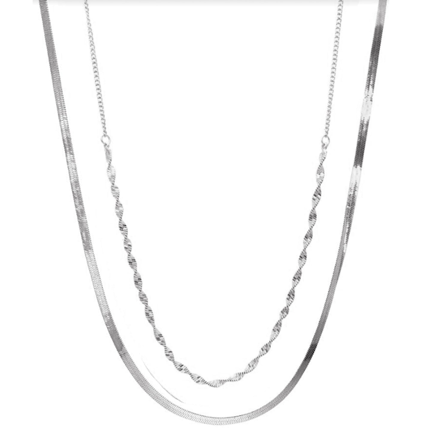 2 Layered Metal Chain Necklace