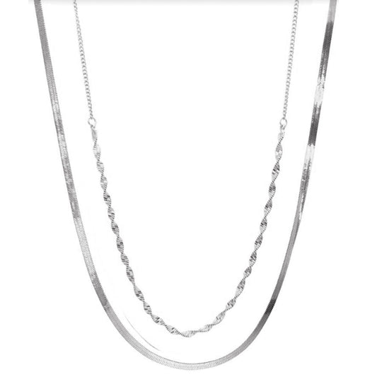 2 Layered Metal Chain Necklace