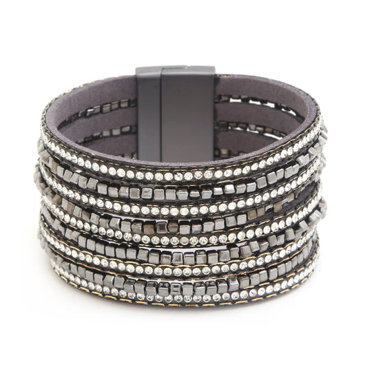 Rhinestone Beaded Magnetic Bracelet