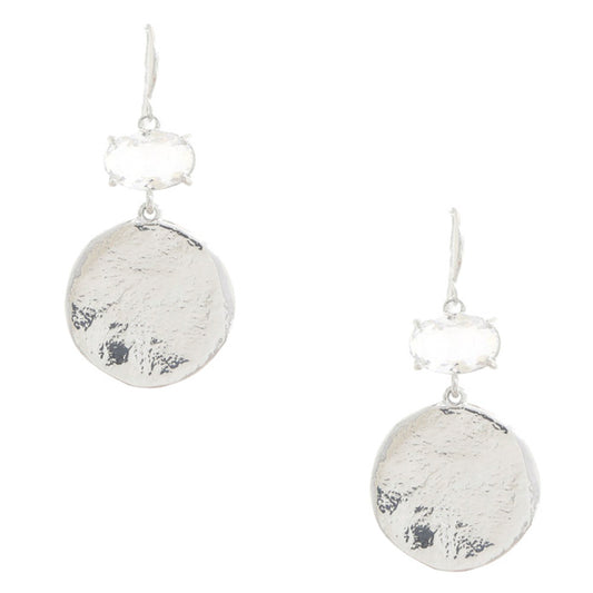 Oval Crystal Round Coin Dangle Earring