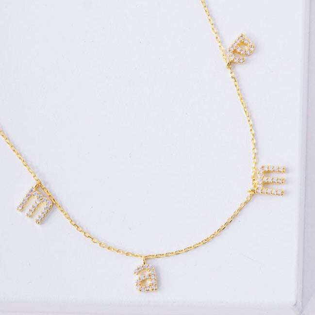 Gold Dipped Rhinestone Mama Necklace