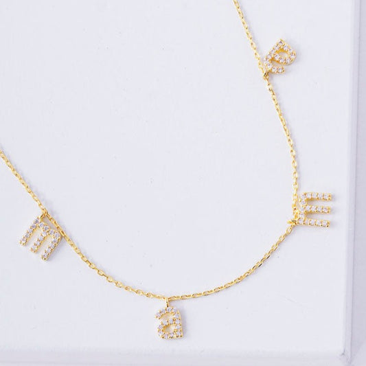 Gold Dipped Rhinestone Mama Necklace
