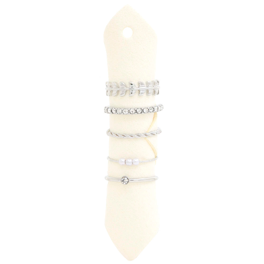 Metal Pearl Bead Ring Set