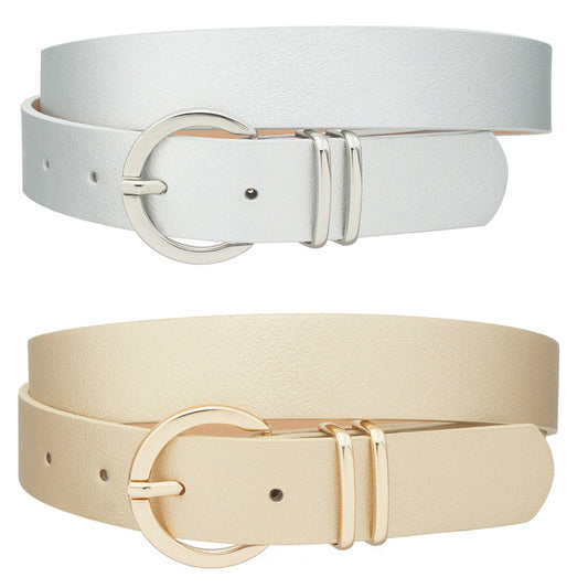 Metallic Circle Buckle Belt