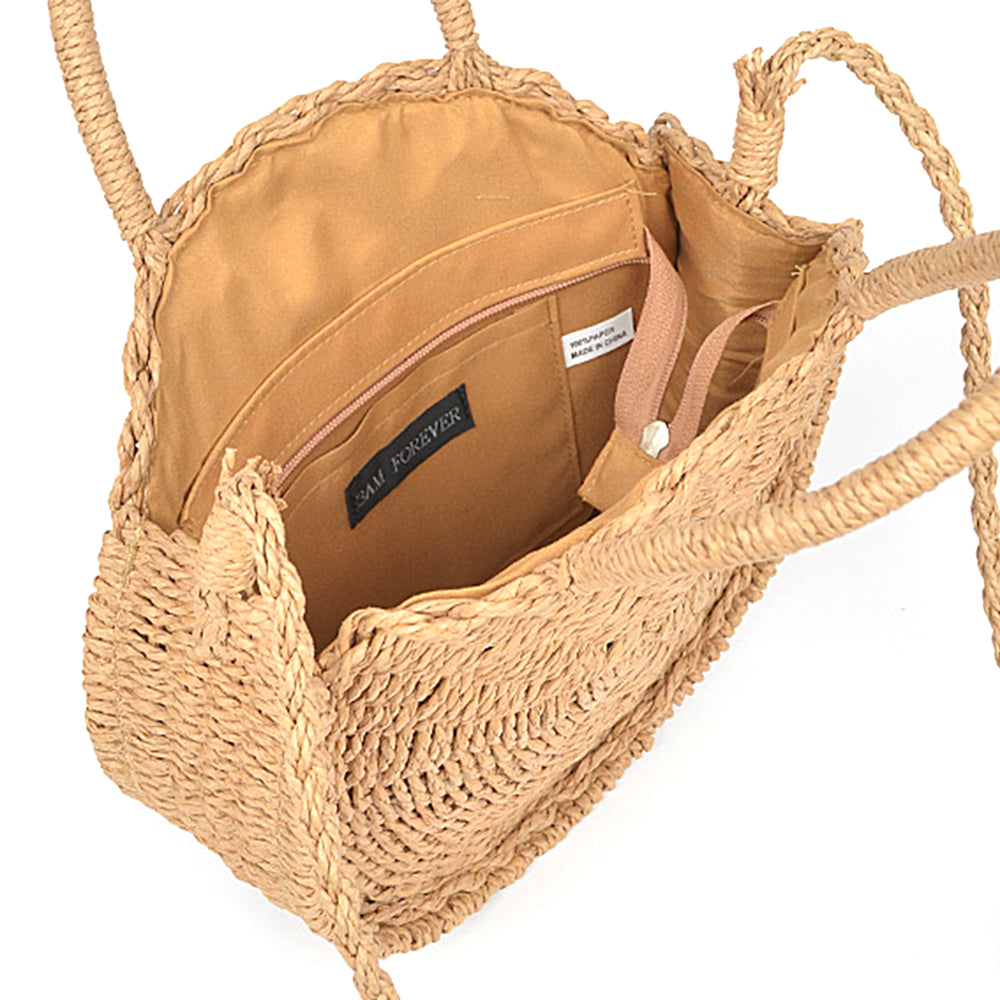 Round Circle Straw Clutch Bag