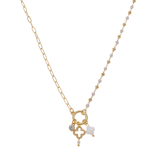 Clover Pearl Charm Necklace