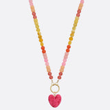 Heart Pendant Ball Beaded Necklace