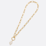 Pearl Charm Link Metal Necklace