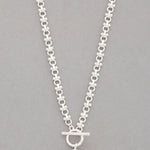 Photo of a silver, toggle clasp, heart pendant necklace