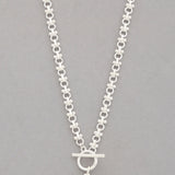 Photo of a silver, toggle clasp, heart pendant necklace