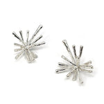 Photo of silver stud earrings in a "starburst" shape 