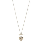 Heart Charm Toggle Clasp Metal Necklace