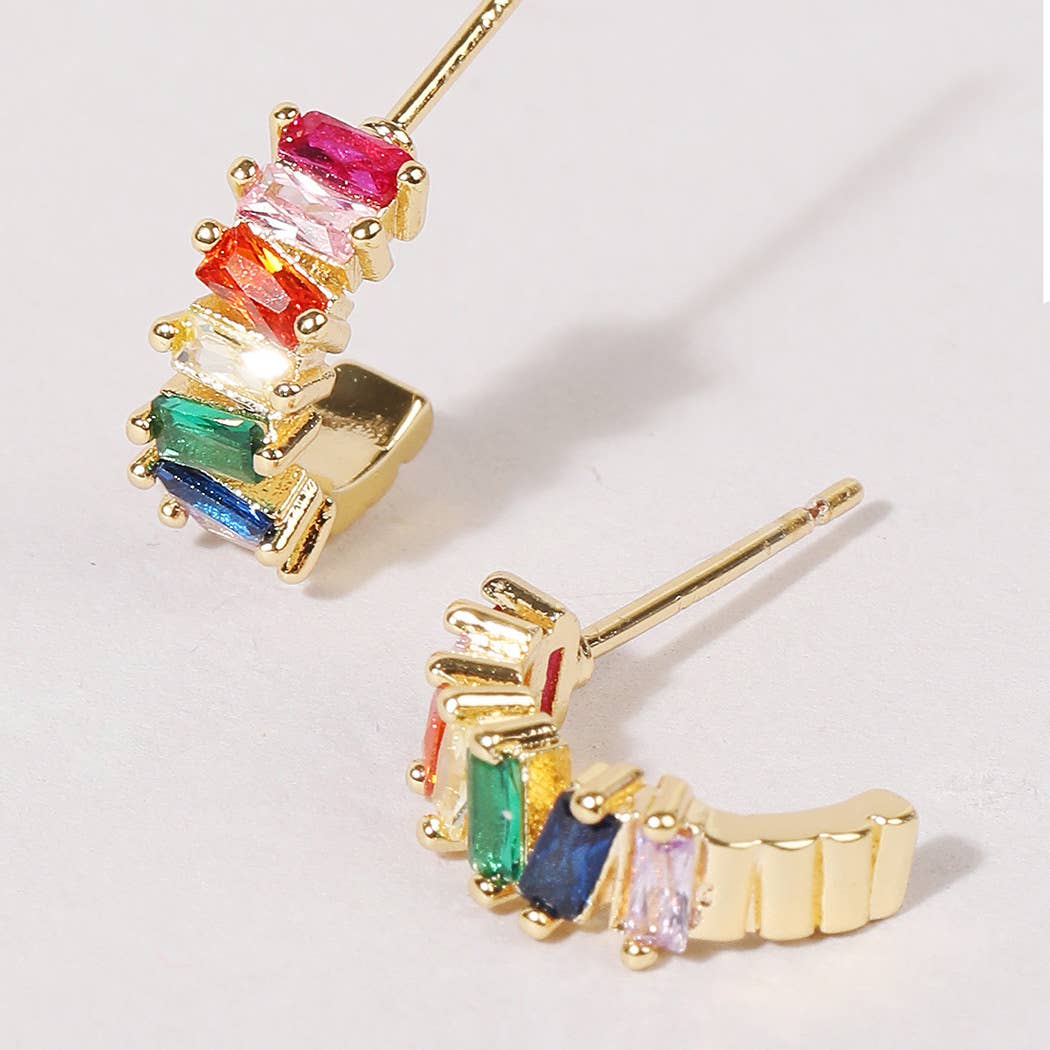 Multicolor Huggie Earrings