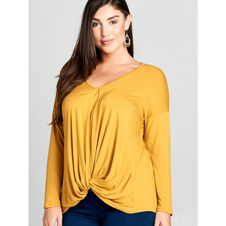 Plus Solid Jersey Draped Top