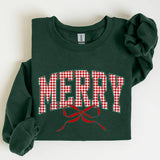 Plaid Merry Christmas Bow Sweatshirt