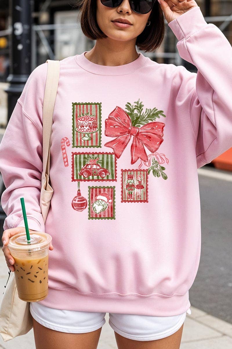 Christmas Stamps Graphic Sweatshirt