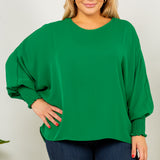 Long Sleeve Top W/ Shirring Sleeve