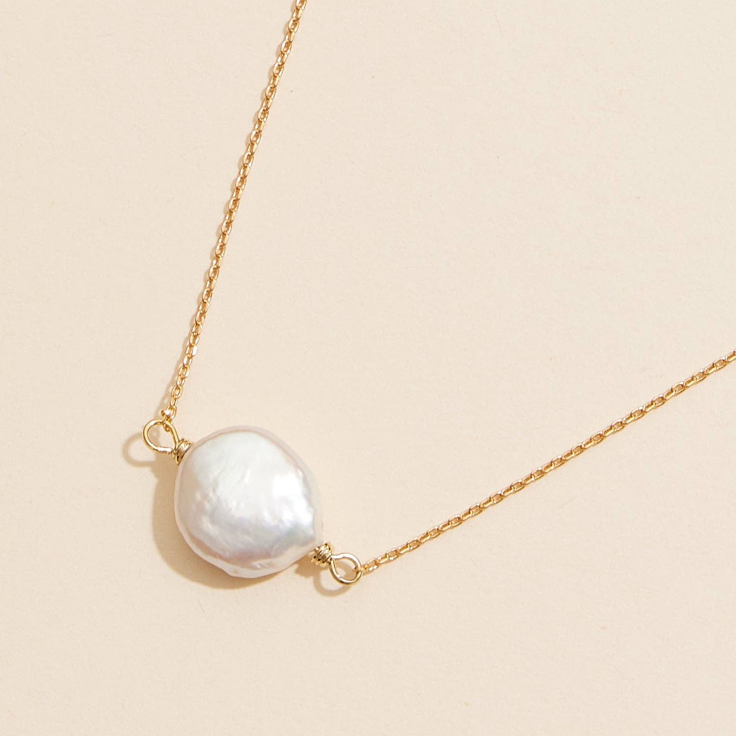 Coin Pearl Pendant 18K Gold Dipped Necklace