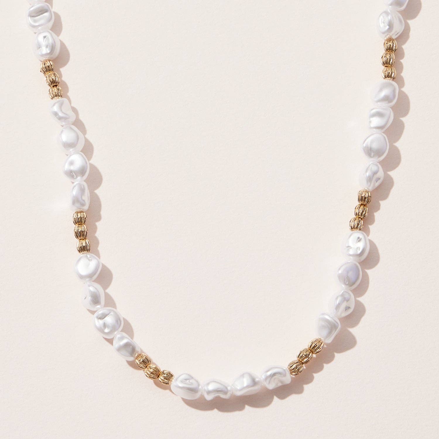 Pearl and Metal Ball Mixed Necklace