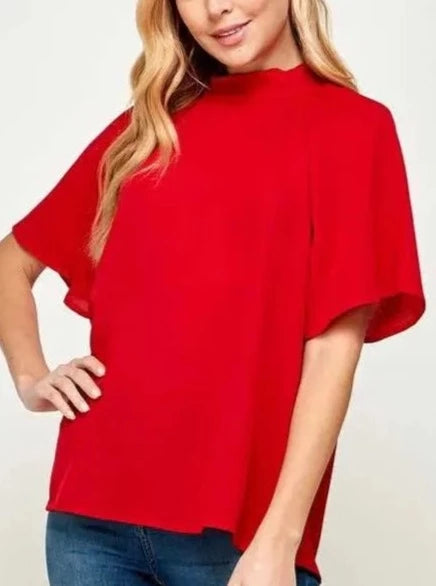 Solid High Neck Blouse