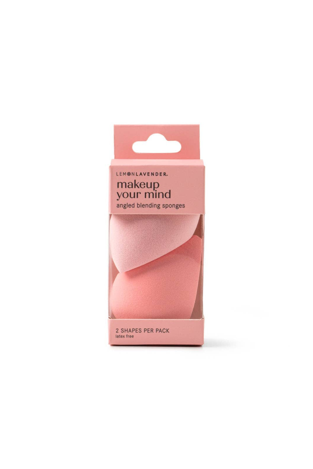 Pink packaging of makeup swabs with text on a white background