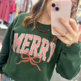 Plaid Merry Christmas Bow Sweatshirt