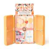 Orange pill organizer with 'crush' branding on a white background