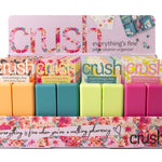 Colorful vitamin organizer with 'crush' branding on a white background