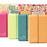 Set of colorful 'crush' organizers with visible branding on a white background