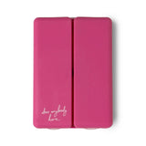 Pink case with text on a white background