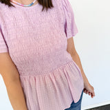 Straight Path Smocked Peplum Top
