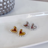 Stainless Steel Heart Pearl Earrings