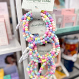 6ft Beaded Phone Charger USB-A & Dual USB-C Lightning Cable