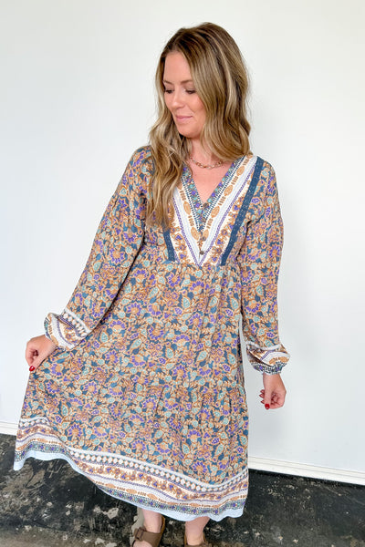 Flower Farm Floral Boho Midi Dress  Color Confident Boutique