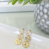 Hammered Metal Triple Coin Dangle Earrings
