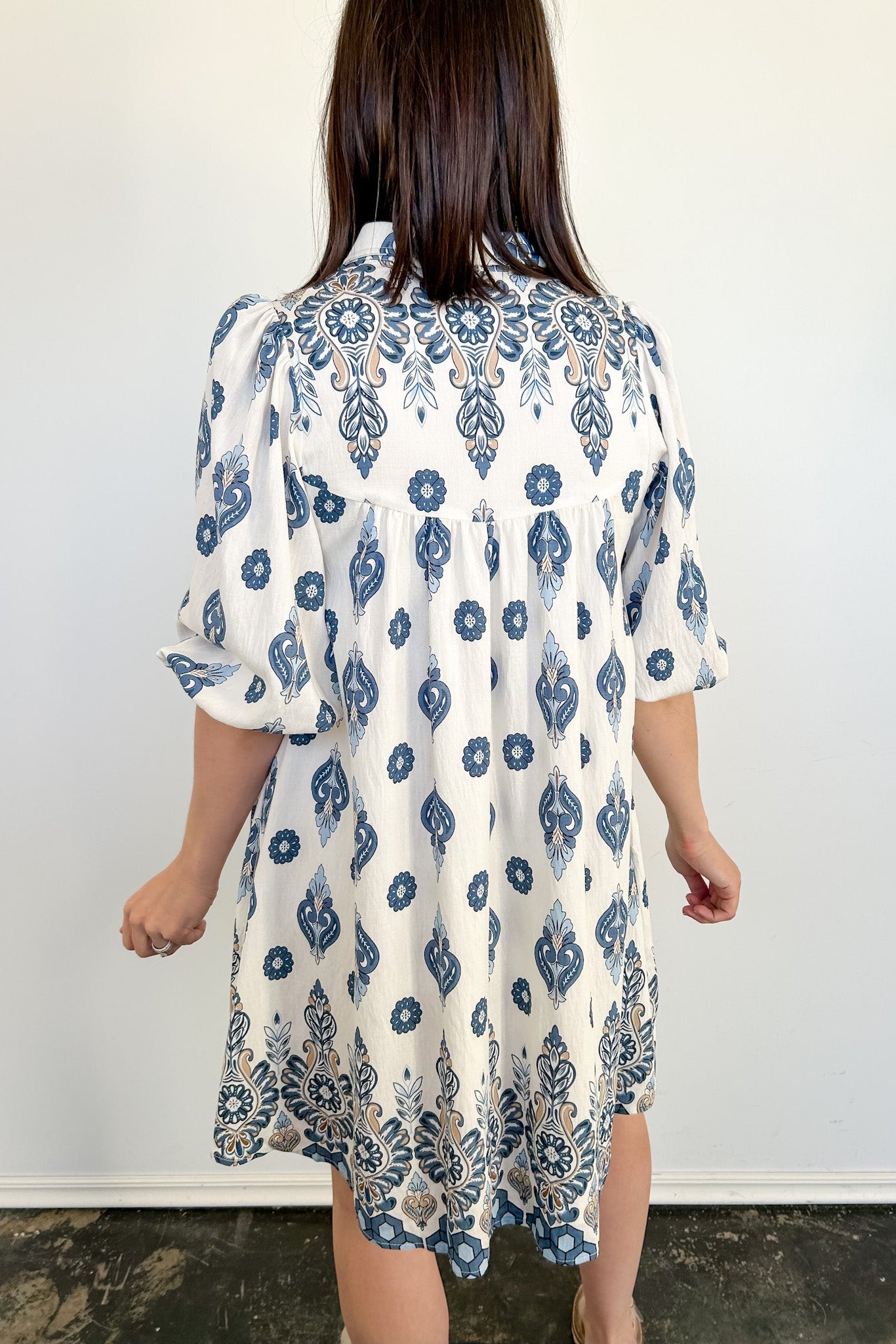 Head This Way Printed Shirt Dress Marine Navy / S Head This Way Printed Shirt Dress Marine Navy / S