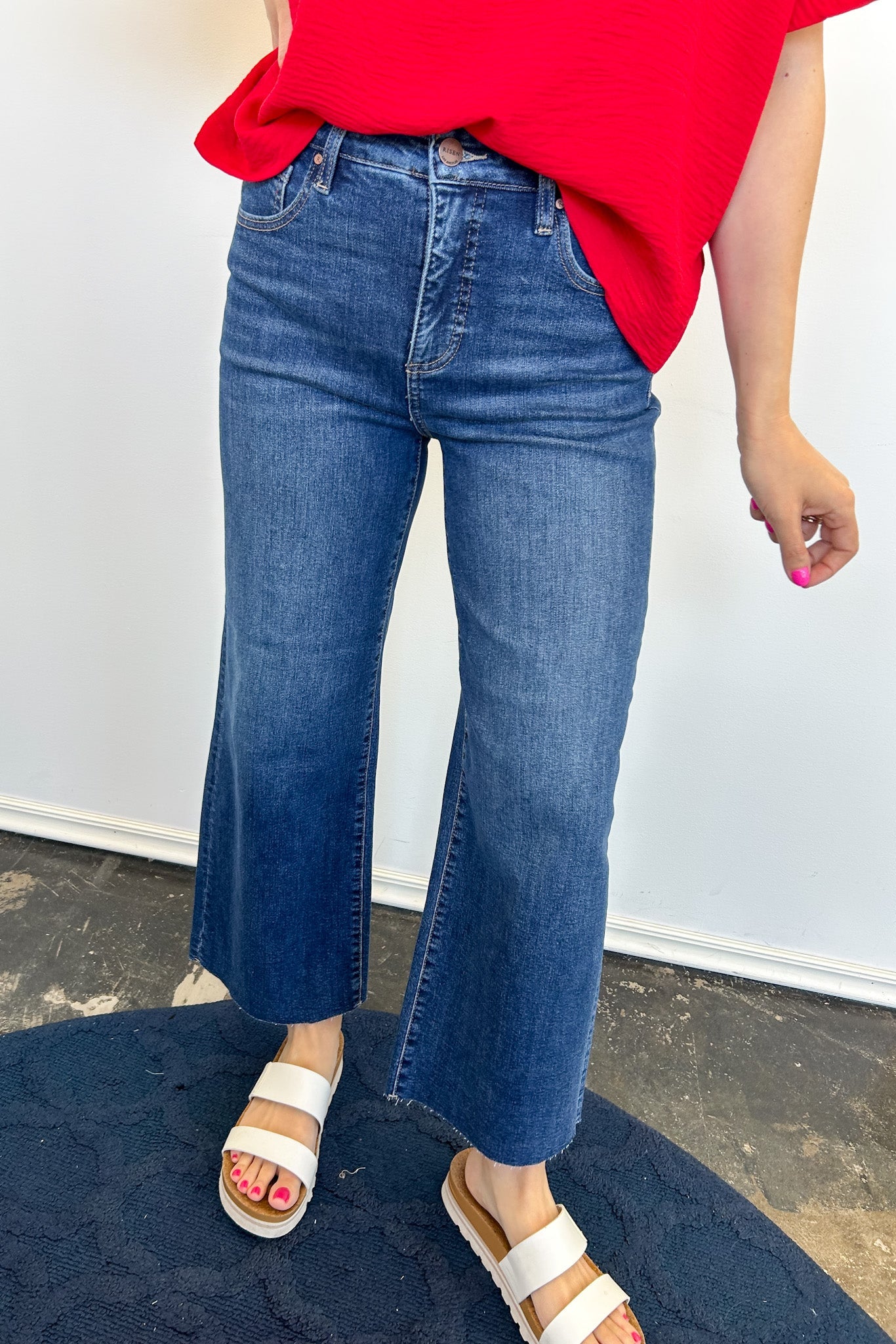 Henley High Rise Wide Leg Crop Denim
