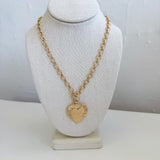 Metal Engraved Heart Pendant Necklace