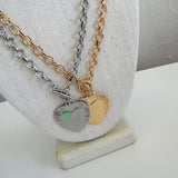 Metal Engraved Heart Pendant Necklace