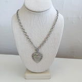 Metal Engraved Heart Pendant Necklace