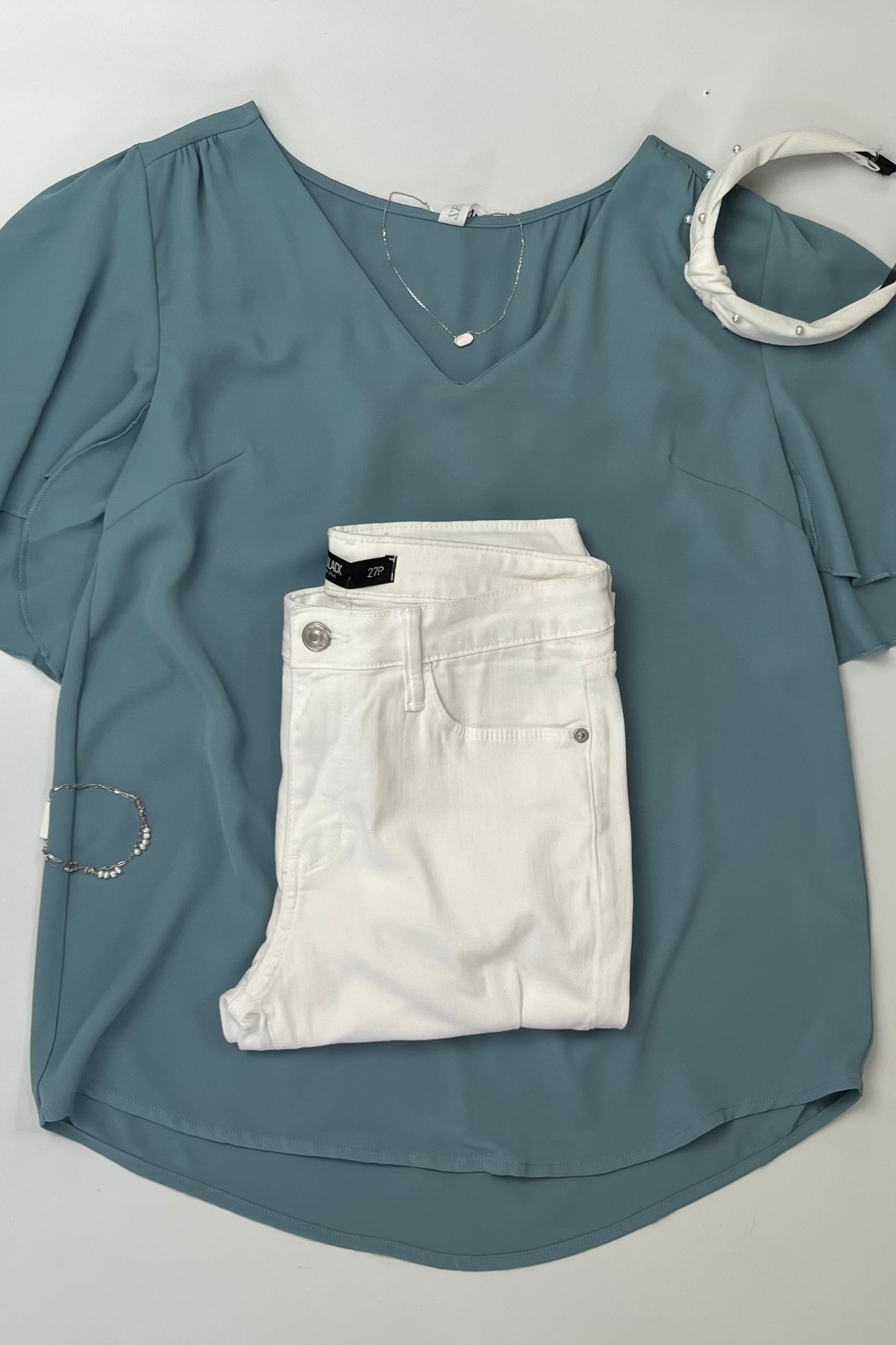 Waterfall Sleeve V-Neck Blouse