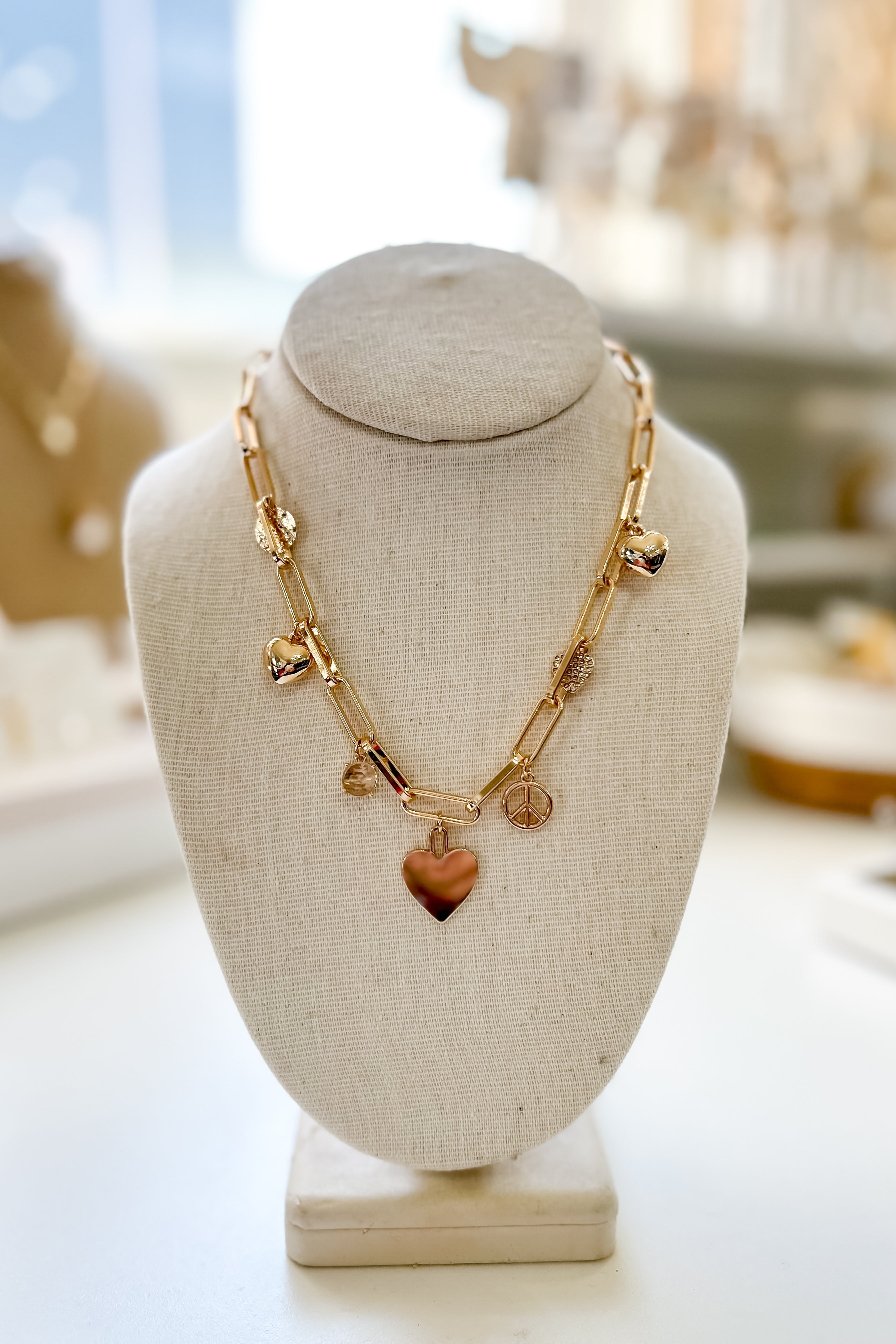 Heart & Peace Charm Necklace