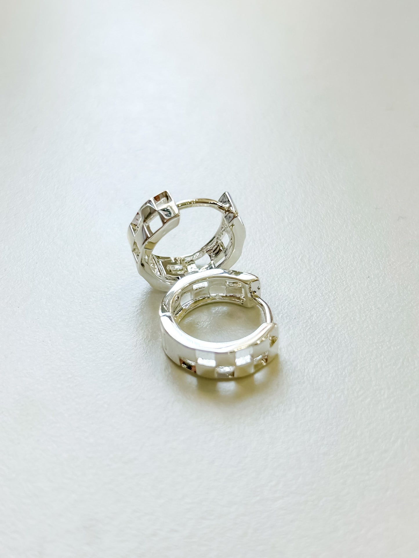 Checker Huggie Hoop Earrings