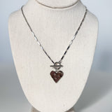 Heart Charm Toggle Clasp Metal Necklace
